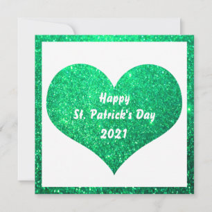 Carte Bonne St Patrick's Day Parties scintillant verte C