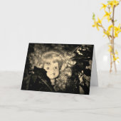 Carte Bonne tête de poupée d'Halloween à Sepia (Fleur jaune)