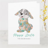 Carte Bonne Typographie de Pâques Cute Bunny (Fleur jaune)