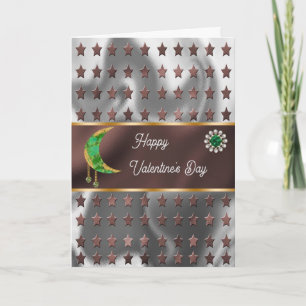 Carte Bonne Valentine Green Moon Jewels & Stars Card