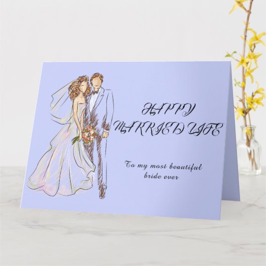 Carte Bonne vie de marié (Fleur jaune)