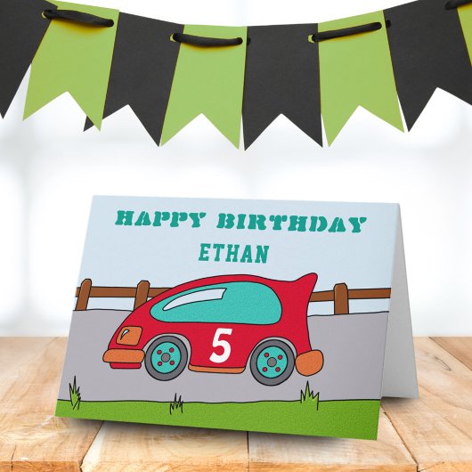 Carte Bonne voiture de course d'anniversaire