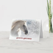 Carte Bonnes Fêtes Cheval et neige belle (Devant)
