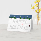 Carte Bonnes fêtes écrit dans la neige (Fleur jaune)