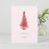 Carte BONNES VACANCES Arbre de Noël rose (Debout devant)