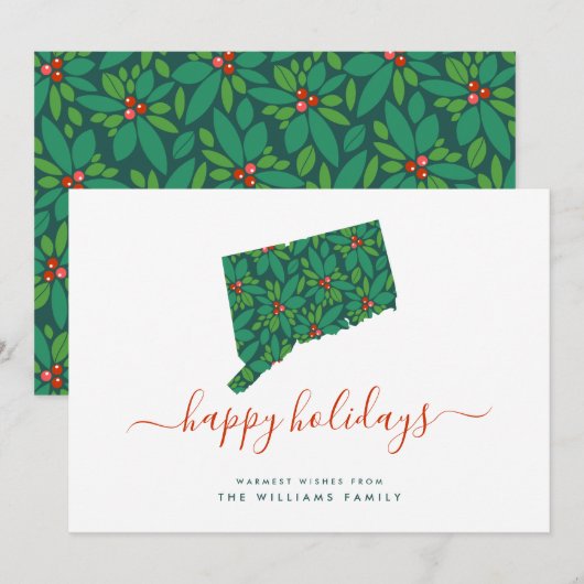 Carte BONNES VACANCES Chaleureuses Du Connecticut (Devant / Derrière)