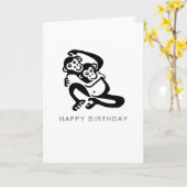 Carte BONOBO Graphique mignon - Chimpanzé - Faune - (Fleur jaune)