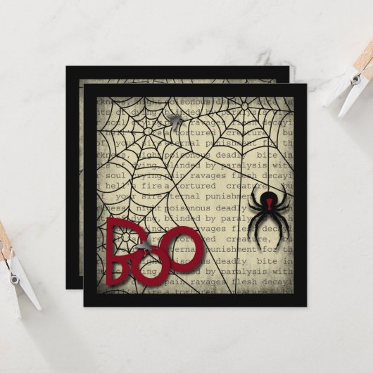 Carte Boo Black Widow Spider & Texte Déplaisant pour Hal (Devant/Arrière en situation)