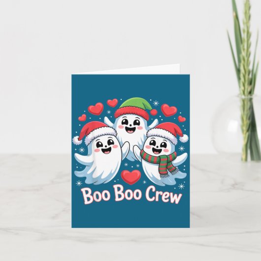 Carte Boo-boo Crew Christmas Ghost Santa Hat Halloween H (Devant)