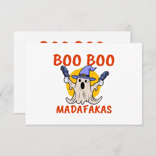 Carte Boo Boo Madafakas Drôle Halloween Ghost (Devant / Derrière)