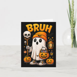 Carte Boo Bruh Ghost Halloween mignon Ghost Tricot Ou Tr