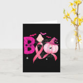 Carte Boo Citrouille Sorcière rose Ruban Cancer du sein  (Fleur jaune)