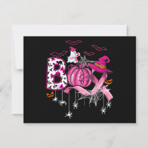 Carte Boo Halloween Citrouille Pink Ribbon sorcière Poub
