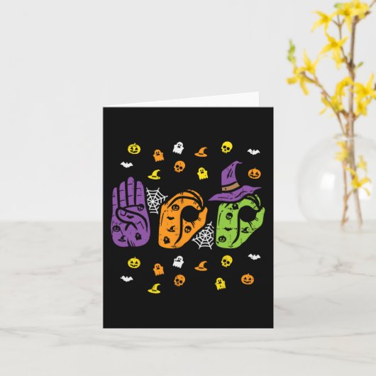 Carte Boo Hands American Sign Language Pride ASL Hallowe (Fleur jaune)
