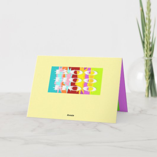 Carte Boo Hoo design couleurs flash texte blanc (Dos)