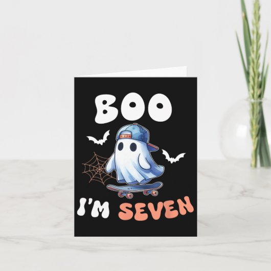 Carte Boo I'm Seven Ghost Skateboard 7th Birthday Hallow (Devant)