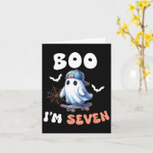Carte Boo I'm Seven Ghost Skateboard 7th Birthday Hallow (Fleur jaune)