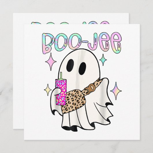 Carte Boo Jee Funny Fantôme d'Halloween (Devant / Derrière)