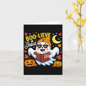 Carte Boo-lieve In Jesus Ghost Christian Halloween Funny (Fleur jaune)