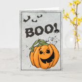 Carte Boo Orange Jack 'O Lantern Halloween (Fleur jaune)