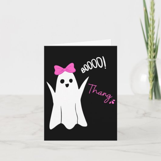 Carte Boo Thang Thang Ghost Bow Rose Cute Halloween Pour (Devant)