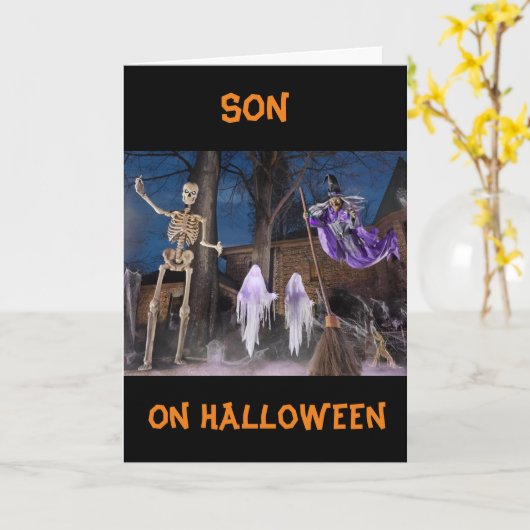 CARTE "BOO TO YOU" **SON** HEUREUX HALLOWEEN (Fleur jaune)