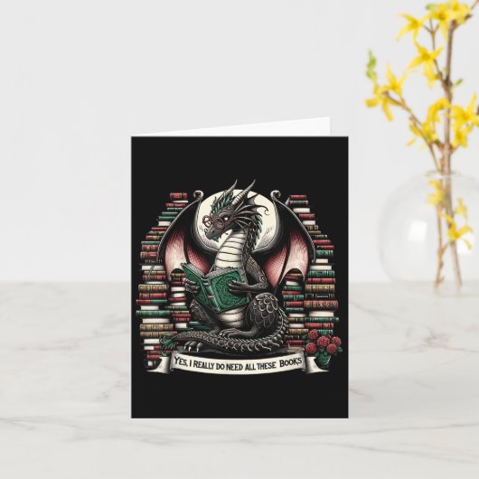 Carte Book Dragon Yes I Really Do Need All These Books (Fleur jaune)
