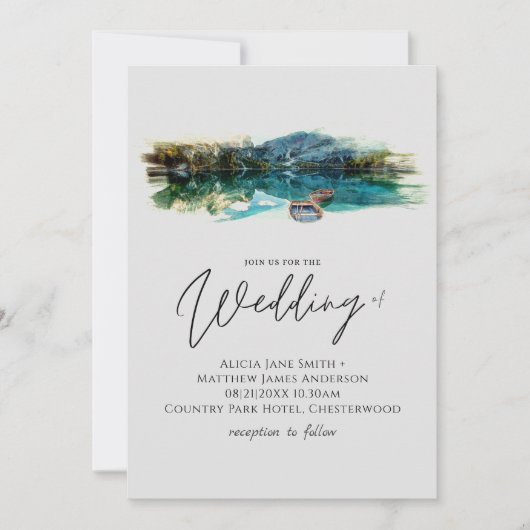 Carte Booking Lake Nature Mariage Style manuscrit (Devant)