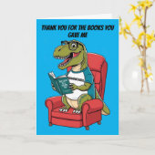 Carte Bookwormosaurs rex assis en chaise lecture livre (Fleur jaune)