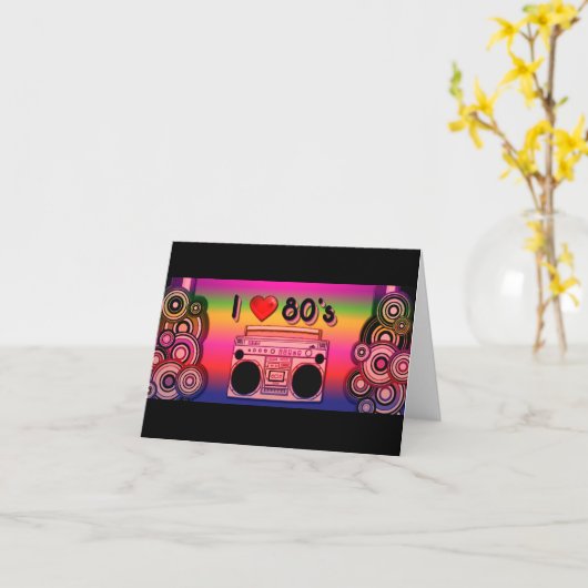Carte Boombox 80's Retro Note (Fleur jaune)