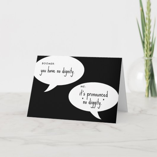 Carte boomer no diggity blague (Devant)