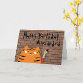 Carte Booo The Cat, Drôle Anniversaire de enfant de tigr (Fleur jaune)