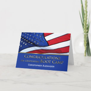 Carte Boot Camp Graduation Félicitations-U.S.Flag