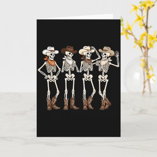 Carte Boots Horse Dancing Skeleton Western Country Rodeo (Fleur jaune)