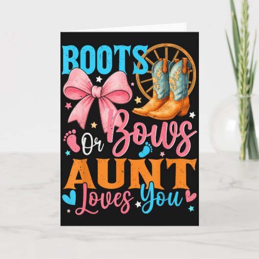 Carte Boots Or Bows Aunt Loves You Gender Reveal Family (Devant)