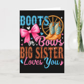 Carte Boots Or Bows Big Sister Loves You Gender Reveal F (Devant)