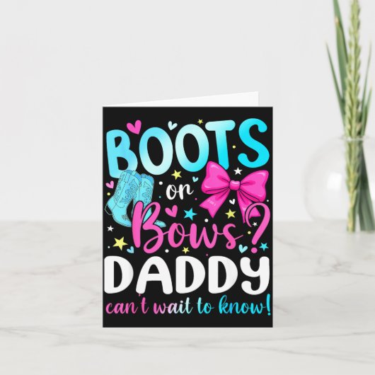 Carte Boots Or Bows Daddy Loves You Gender Reveal Party (Devant)