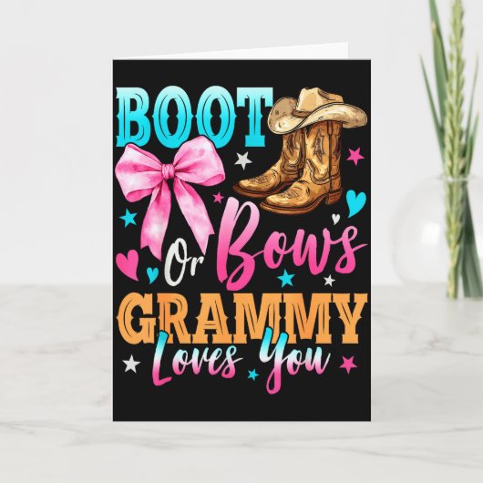 Carte Boots Or Bows Grammy Loves You Gender Reveal Famil (Devant)