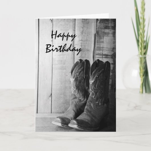 Carte Boots rustiques Cowboy Joyeux Anniversaire (Devant)