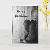 Carte Boots rustiques Cowboy Joyeux Anniversaire (Fleur jaune)
