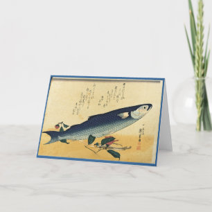 Carte Bora (Mullet gris) Hiroshige's Japanese Fish Print