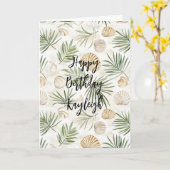 Carte Bord de mer océan coquillages anniversaire (Fleur jaune)