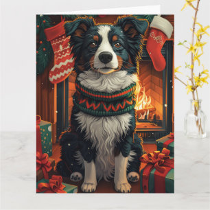 Carte Border Collie Chien avec des cadeaux de Noël Chem