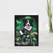 Carte Border Collie Chien Conduisant un Vélo St. Patrick (Devant)