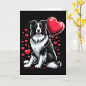 Carte Border Collie Chien Saint-Valentin Propriétaire de (Fleur jaune)