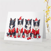 Carte Border Collie Christmas Dress Santa Hat (Fleur jaune)