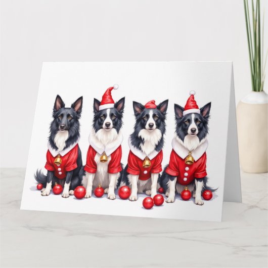 Carte Border Collie Christmas Dress Santa Hat (Devant)