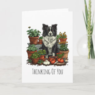 Carte Border Collie de jardinage à vos pensées