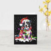 Carte Border Collie Dog Lighting Xmas Santa Hat Christma (Fleur jaune)