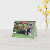 Carte Border Collie & Flower Cart Note Card (Fleur jaune)
